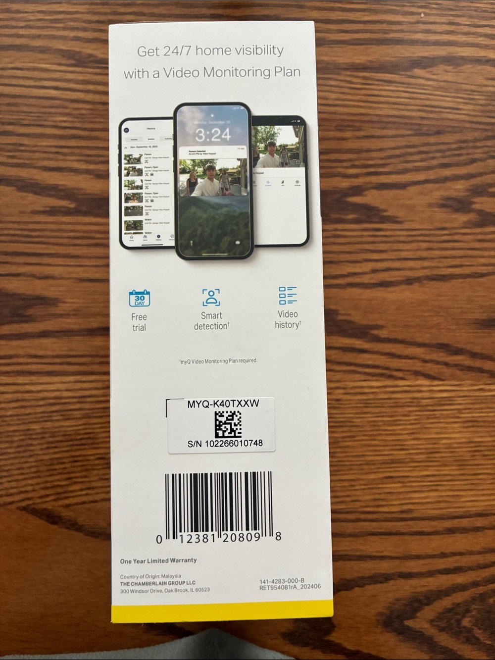 NIB! myQ Smart Garage Video Keypad - White/Black - Picture 2 of 4